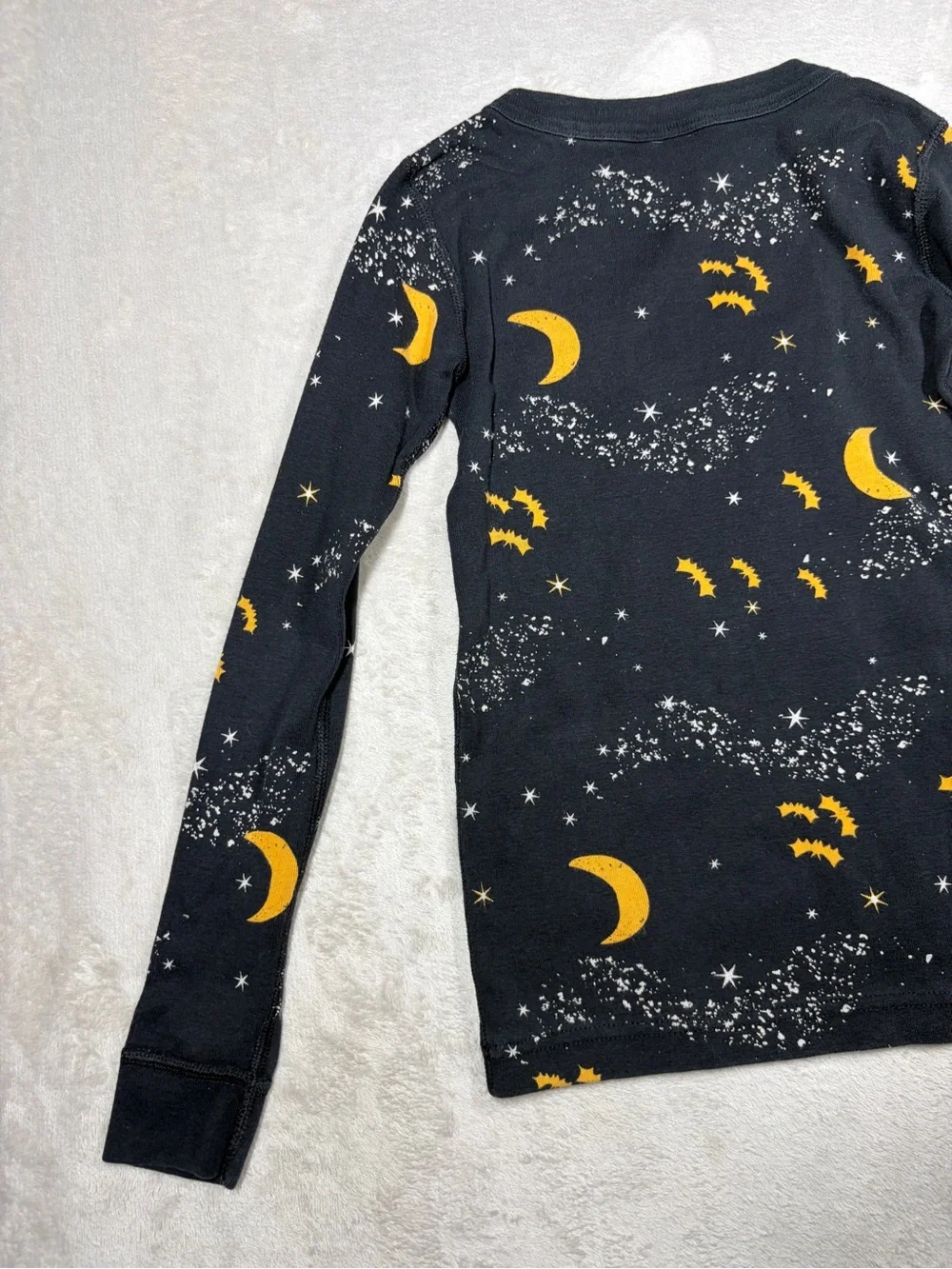 Hanna Andersson Kids Black Stars Bat Moon Midnight Stars Halloween PJ Top Size 8